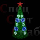Светодиодная уличная гирлянда на ель с большими синими снежинками