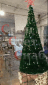 Световая Уличная Ёлка 4 м Зеленая с макушкой Звезда