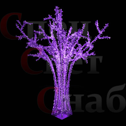 Светодиодное уличное дерево "Золотистый Клен" фиолетовый металлокаркас